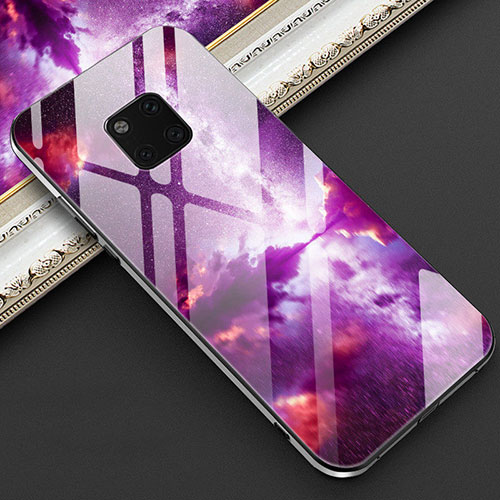Silicone Frame Fashionable Pattern Mirror Case Cover K02 for Huawei Mate 20 Pro Purple