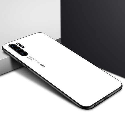Silicone Frame Fashionable Pattern Mirror Case Cover K02 for Huawei P30 Pro White