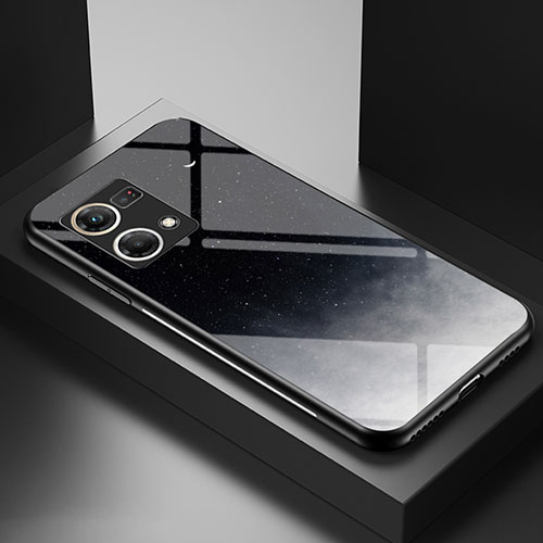 Silicone Frame Fashionable Pattern Mirror Case Cover LS1 for Oppo Reno8 4G Gray