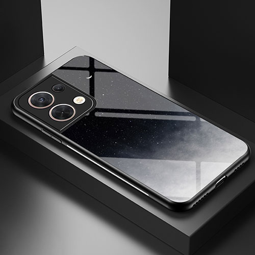 Silicone Frame Fashionable Pattern Mirror Case Cover LS1 for Oppo Reno8 5G Gray