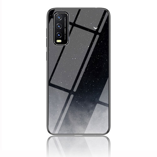 Silicone Frame Fashionable Pattern Mirror Case Cover LS1 for Vivo Y11s Gray