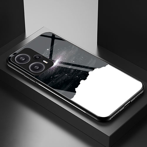 Silicone Frame Fashionable Pattern Mirror Case Cover LS1 for Xiaomi Poco F5 5G Black