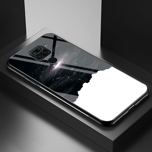 Silicone Frame Fashionable Pattern Mirror Case Cover LS1 for Xiaomi Redmi Note 9 Black