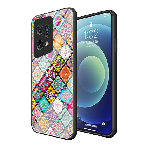 Silicone Frame Fashionable Pattern Mirror Case Cover LS2 for Oppo Find X5 5G Colorful