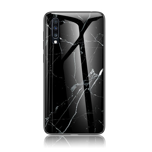 Silicone Frame Fashionable Pattern Mirror Case Cover LS2 for Samsung Galaxy A70 Black