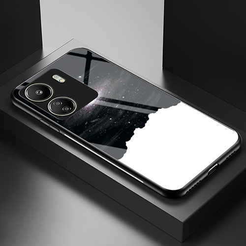 Silicone Frame Fashionable Pattern Mirror Case Cover LS2 for Xiaomi Poco C65 Black