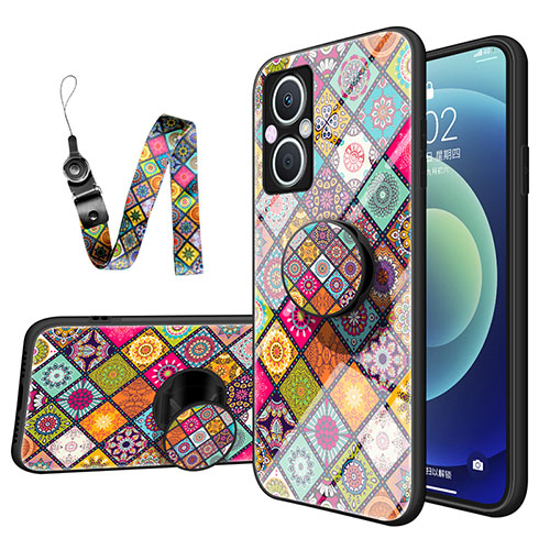 Silicone Frame Fashionable Pattern Mirror Case Cover LS3 for Oppo Reno8 Lite 5G Mixed