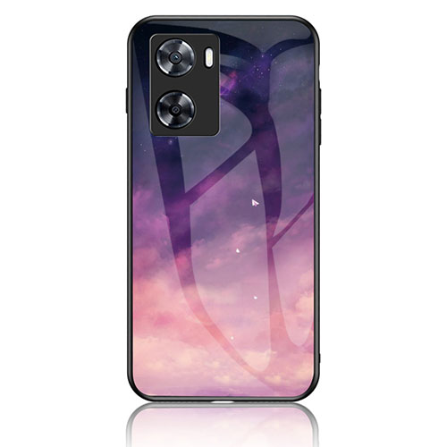 Silicone Frame Fashionable Pattern Mirror Case Cover LS4 for OnePlus Nord N20 SE Purple