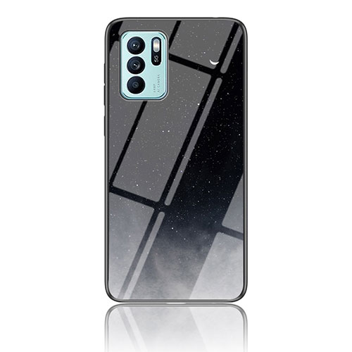 Silicone Frame Fashionable Pattern Mirror Case Cover LS4 for Oppo Reno6 Z 5G Gray