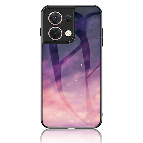 Silicone Frame Fashionable Pattern Mirror Case Cover LS4 for Oppo Reno8 5G Purple