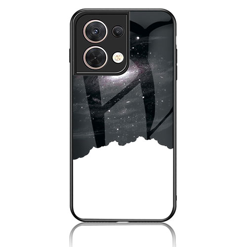 Silicone Frame Fashionable Pattern Mirror Case Cover LS4 for Oppo Reno9 Pro 5G Black