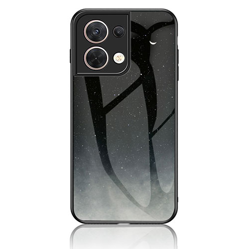 Silicone Frame Fashionable Pattern Mirror Case Cover LS4 for Oppo Reno9 Pro 5G Gray