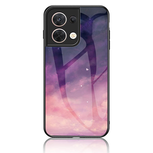 Silicone Frame Fashionable Pattern Mirror Case Cover LS4 for Oppo Reno9 Pro 5G Purple