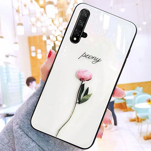 Silicone Frame Fashionable Pattern Mirror Case Cover M01 for Huawei Nova 5T Pink