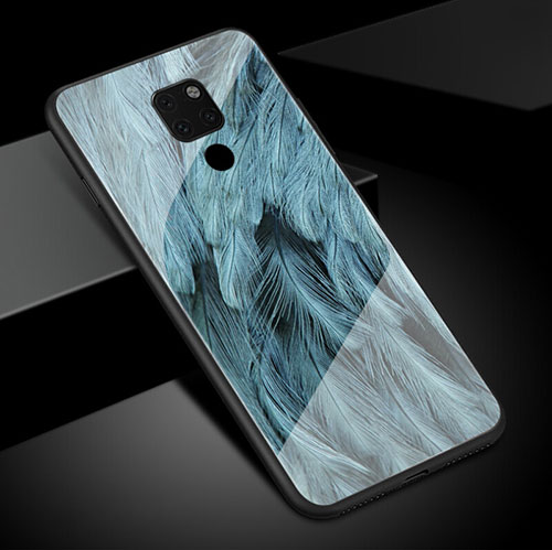 Silicone Frame Fashionable Pattern Mirror Case Cover S01 for Huawei Mate 20 Sky Blue