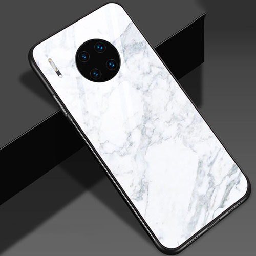 Silicone Frame Fashionable Pattern Mirror Case Cover S01 for Huawei Mate 30 Pro White