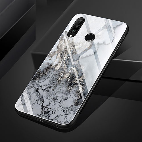 Silicone Frame Fashionable Pattern Mirror Case Cover S01 for Huawei P30 Lite New Edition Gray