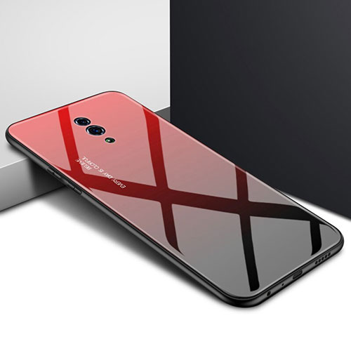 Silicone Frame Fashionable Pattern Mirror Case Cover S01 for Oppo Reno Red