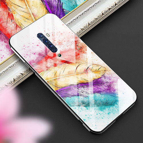 Silicone Frame Fashionable Pattern Mirror Case Cover S01 for Oppo Reno2 Pink