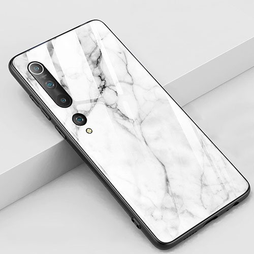 Silicone Frame Fashionable Pattern Mirror Case Cover S01 for Xiaomi Mi 10 White