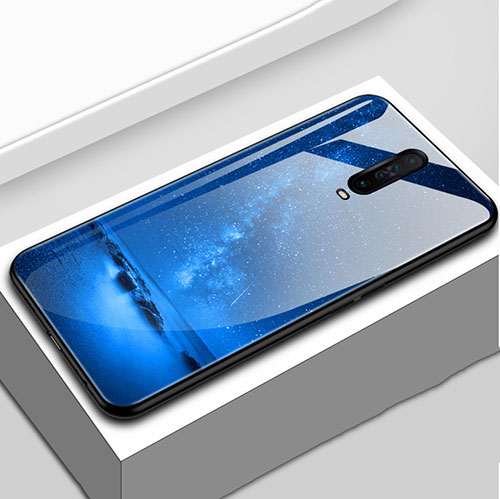 Silicone Frame Fashionable Pattern Mirror Case Cover S02 for Xiaomi Redmi K30 5G Blue