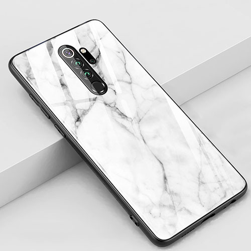 Silicone Frame Fashionable Pattern Mirror Case Cover S03 for Xiaomi Redmi Note 8 Pro White
