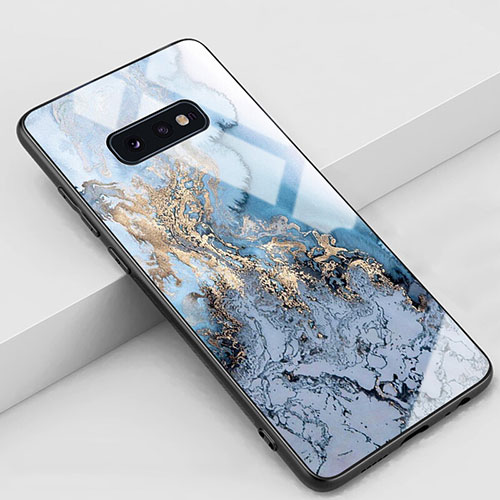 Silicone Frame Fashionable Pattern Mirror Case Cover S04 for Samsung Galaxy S10e Blue