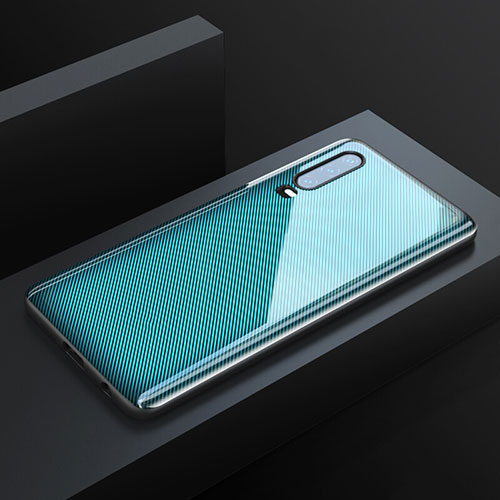 Silicone Frame Fashionable Pattern Mirror Case Cover Z02 for Huawei P30 Cyan