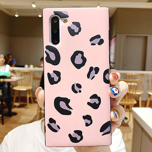 Silicone Frame Fashionable Pattern Mirror Case P01 for Samsung Galaxy Note 10 Pink
