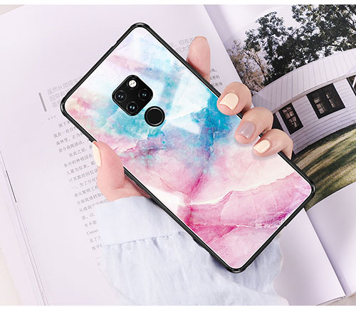 Silicone Frame Fashionable Pattern Mirror Case S01 for Huawei Mate 20 Mixed