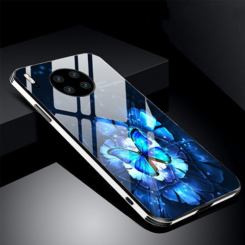 Silicone Frame Flowers Mirror Case Cover C01 for Huawei Mate 30 Blue