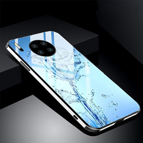 Silicone Frame Flowers Mirror Case Cover C01 for Huawei Mate 30 Pro 5G Sky Blue