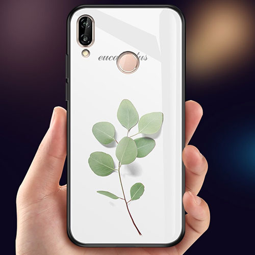 Silicone Frame Flowers Mirror Case Cover for Huawei P20 Lite Green