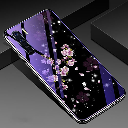 Silicone Frame Flowers Mirror Case Cover for Oppo A91 Colorful