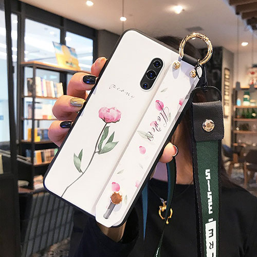 Silicone Frame Flowers Mirror Case Cover for Oppo K3 White
