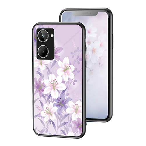 Silicone Frame Flowers Mirror Case Cover for Realme 10 4G Clove Purple