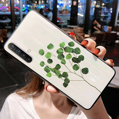 Silicone Frame Flowers Mirror Case Cover for Realme X3 SuperZoom Green