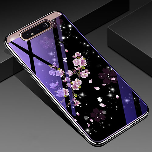 Silicone Frame Flowers Mirror Case Cover for Samsung Galaxy A80 Mixed