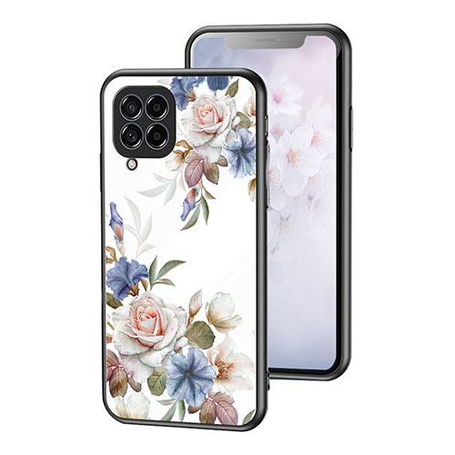 Silicone Frame Flowers Mirror Case Cover for Samsung Galaxy M53 5G White