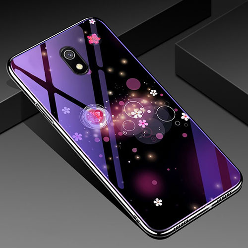 Silicone Frame Flowers Mirror Case Cover for Xiaomi Redmi 8A Purple