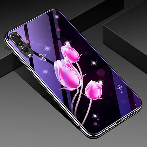 Silicone Frame Flowers Mirror Case Cover K01 for Huawei P20 Pro Hot Pink