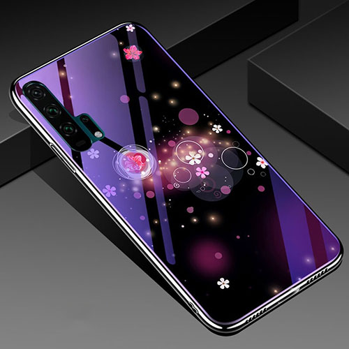 Silicone Frame Flowers Mirror Case Cover K02 for Huawei Honor 20 Pro Purple