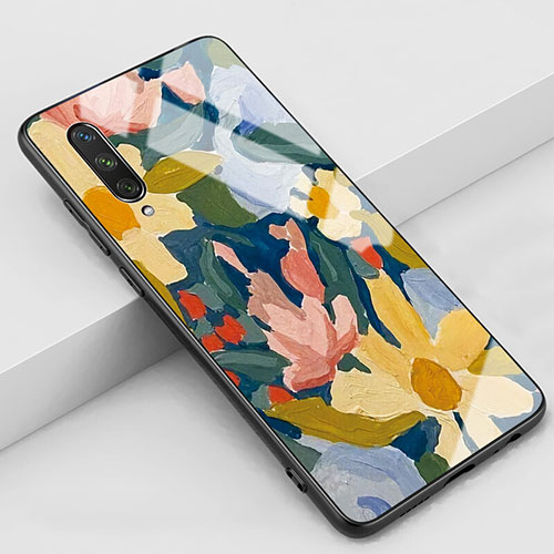 Silicone Frame Flowers Mirror Case Cover K04 for Xiaomi Mi A3 Yellow