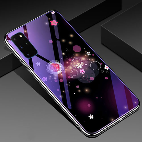 Silicone Frame Flowers Mirror Case Cover M01 for Samsung Galaxy S20 Plus 5G Purple