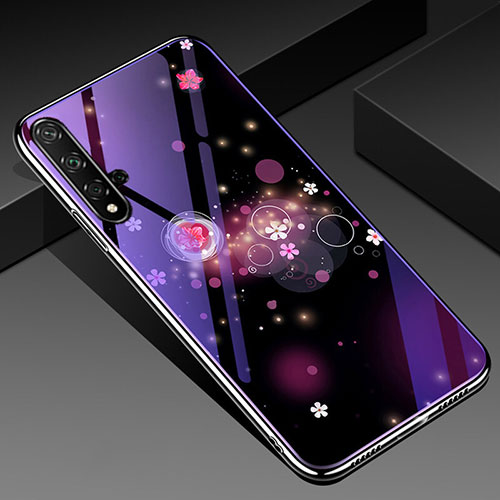 Silicone Frame Flowers Mirror Case Cover S01 for Huawei Honor 20S Purple