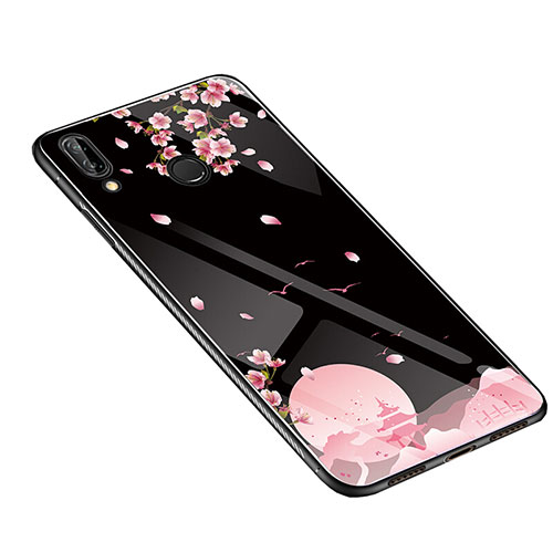 Silicone Frame Flowers Mirror Case Cover S01 for Huawei Nova 3e Black