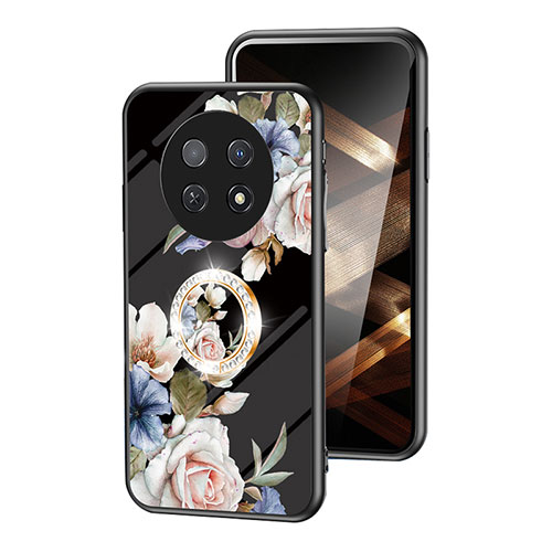 Silicone Frame Flowers Mirror Case Cover S01 for Huawei Nova Y91 Black