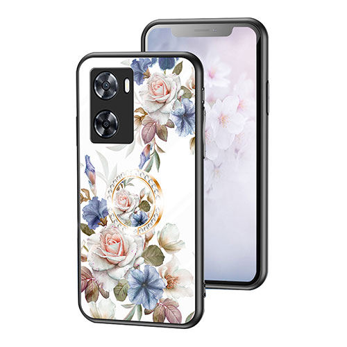 Silicone Frame Flowers Mirror Case Cover S01 for OnePlus Nord N20 SE White