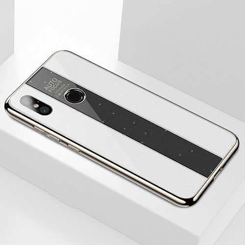Silicone Frame Mirror Case Cover A01 for Xiaomi Mi 8 White