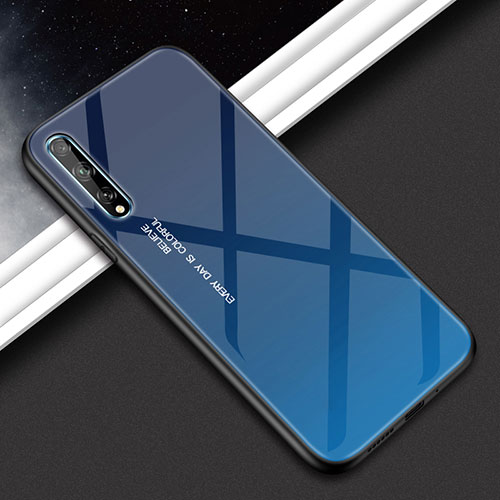 Silicone Frame Mirror Case Cover for Huawei Enjoy 10S Blue